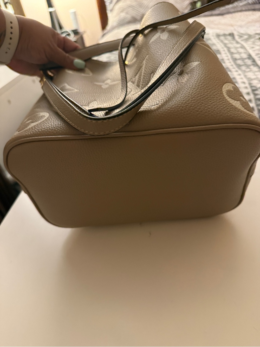 Tan Monogram Large Drawstring Shoulder Bag - Picture 3 of 3